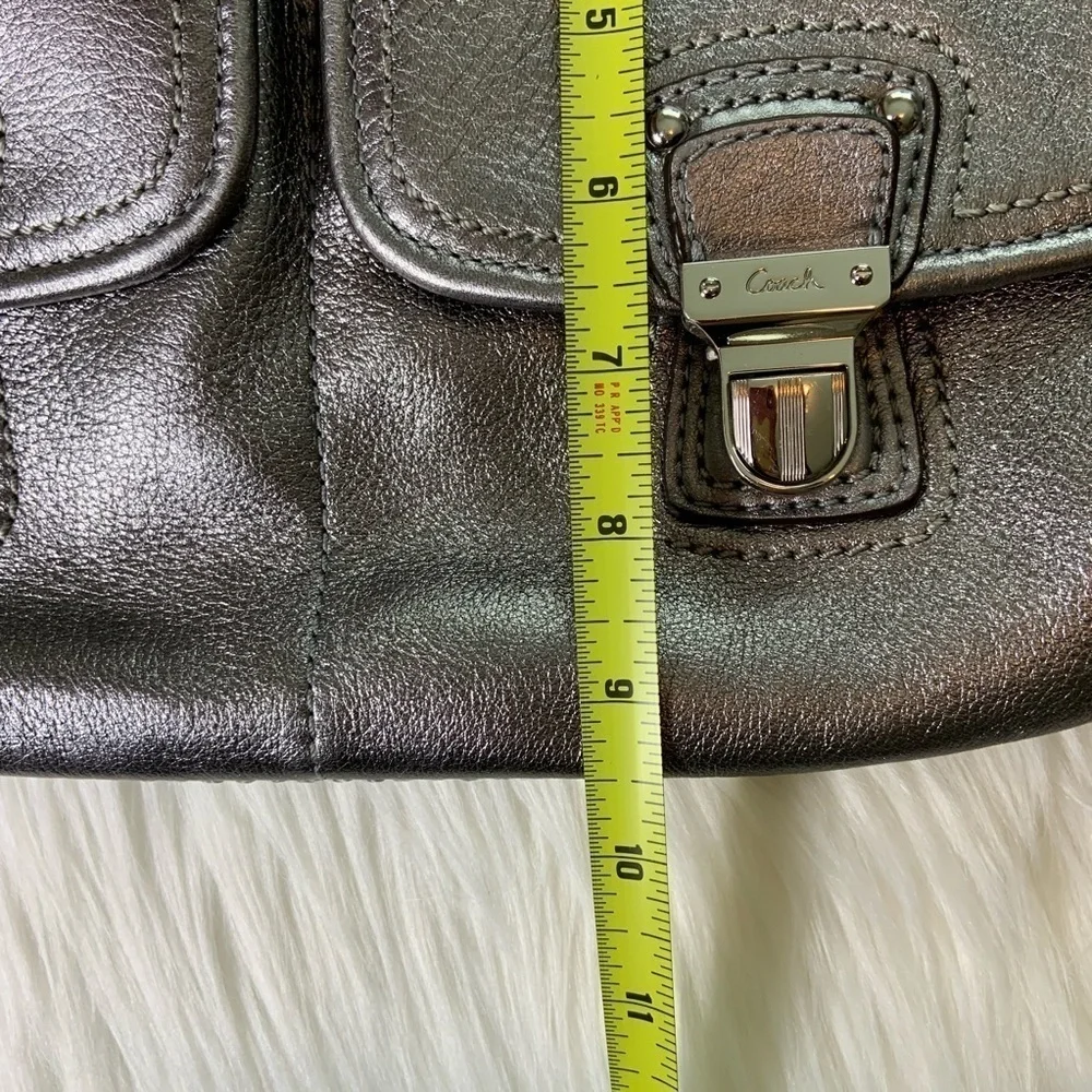 COACH Poppy Silver Metallic Shoulder Bag Purse